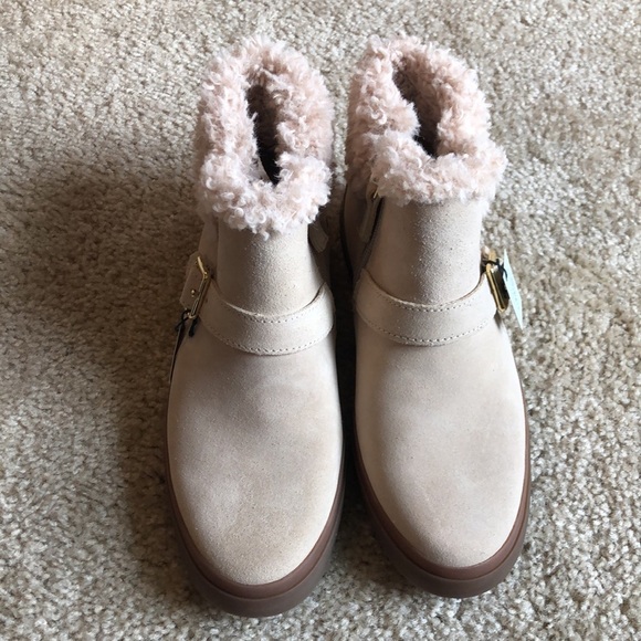 Cole Haan Nantucket Cozy Ankle Boot buckle suede shoe shearling size 7.5 - Picture 3 of 10